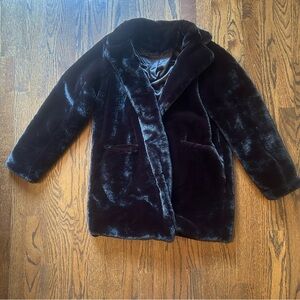 Ladies Faux Fur Coat - Black
